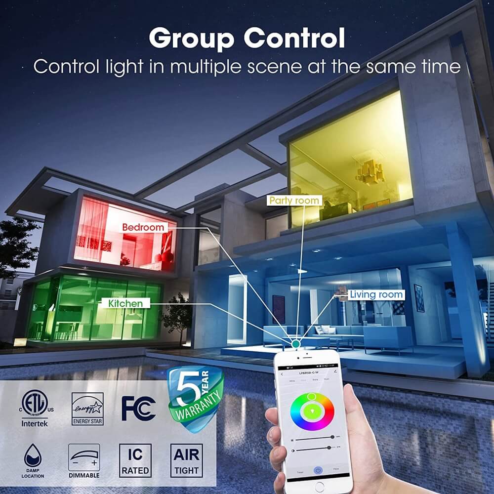 4in wifi rgbcw molhado led recesso cardan downlights com caixa de junção regulável ic avaliado iluminação de teto etl energia estrela listada 