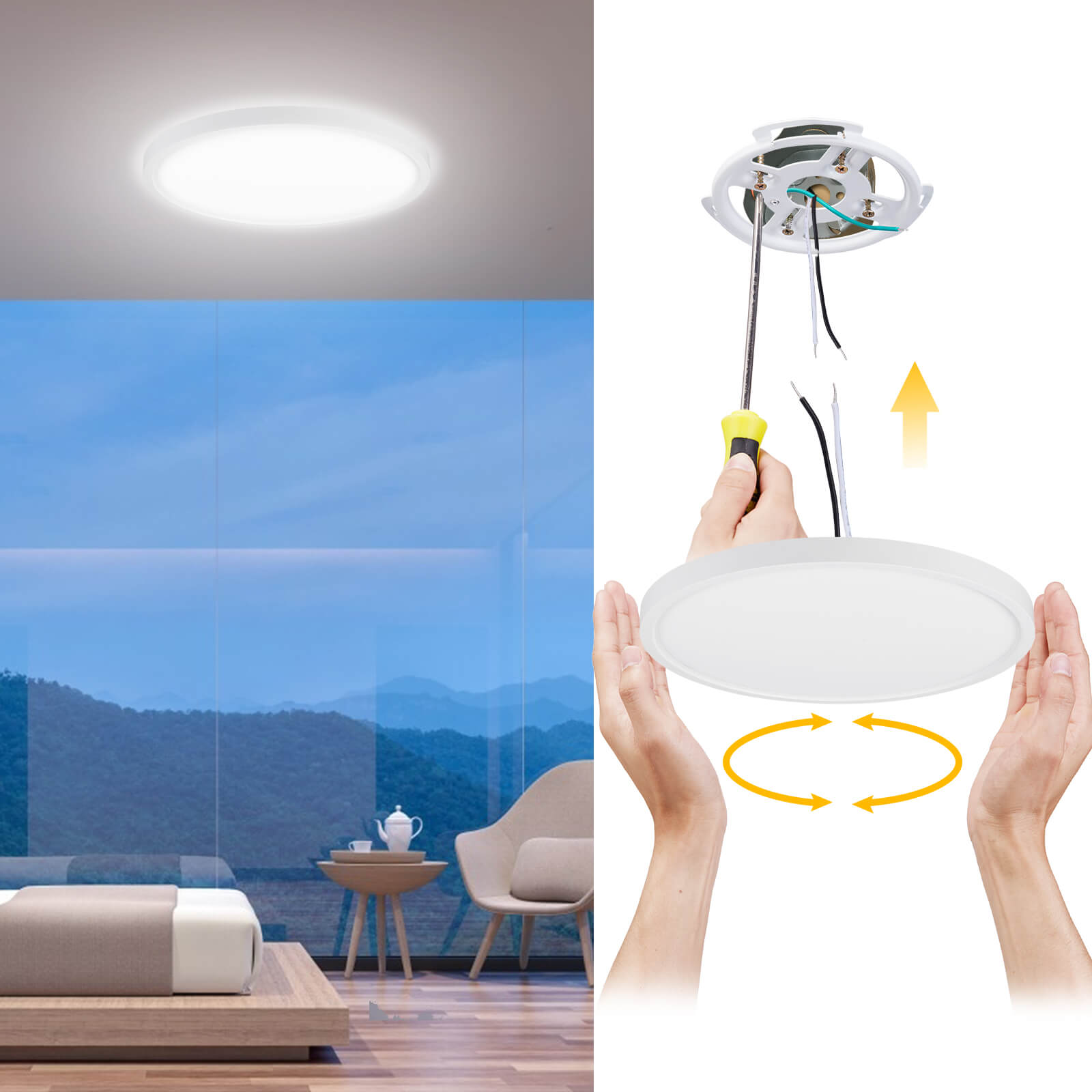 12in 2.4g controle remoto inteligente + bluetooth led painel de montagem embutida 24w 3000lm etl energy star listado luz de teto interna