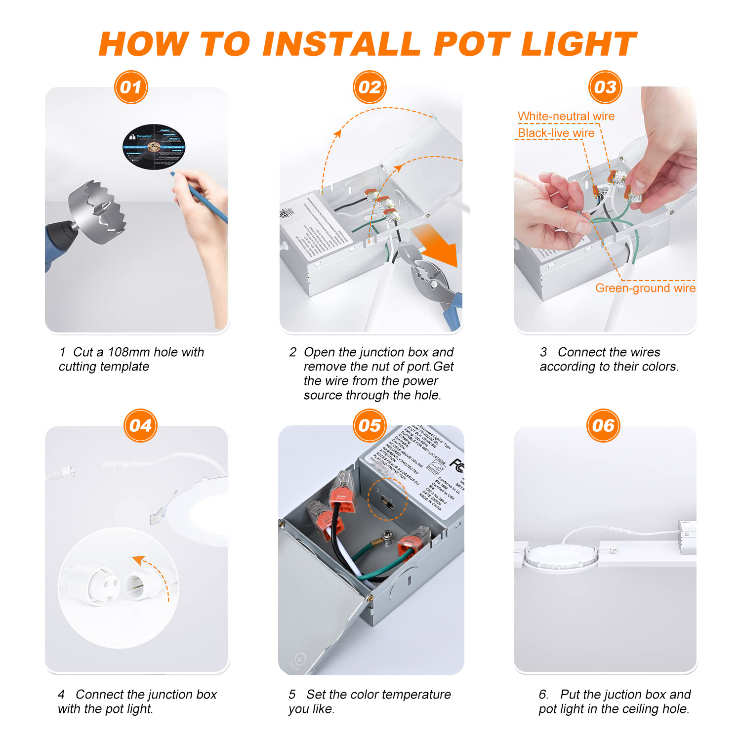 3in 4in 6in 5CCT IC avaliado LED embutido teto fino downlights regulável luz de painel embutido fino para localização molhada