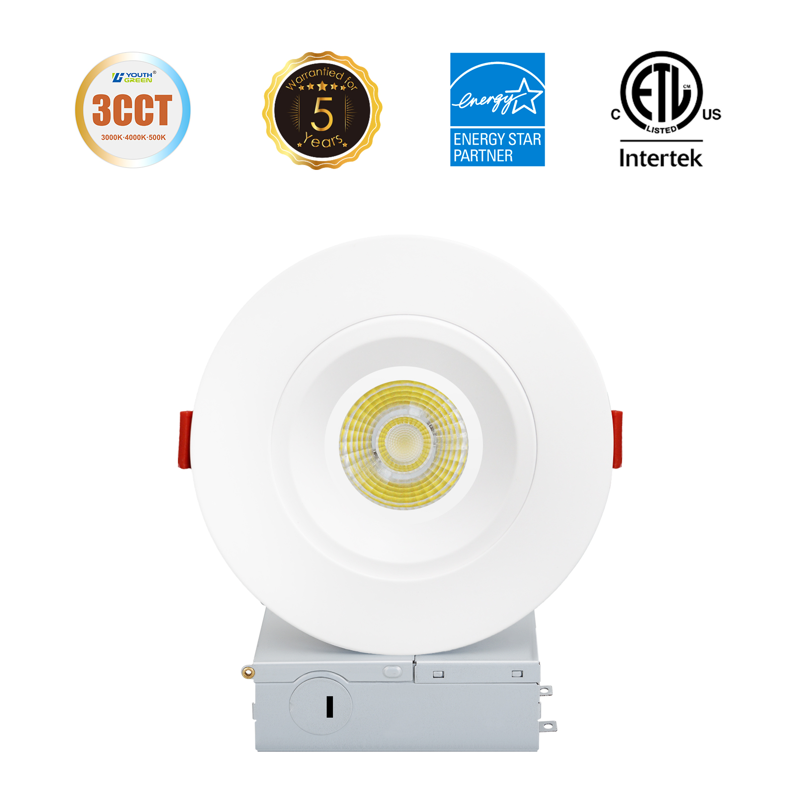 Luz embutida de teto embutida LED de 4 polegadas com luz embutida antiofuscante