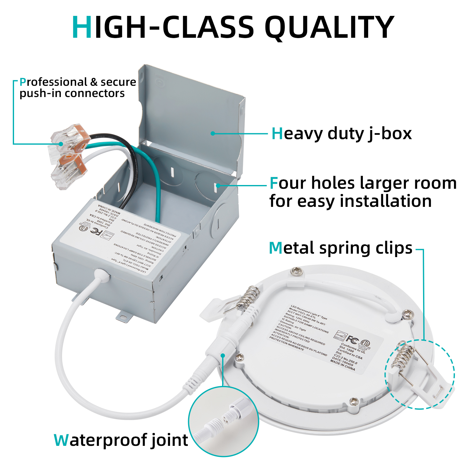 YG ETL Potlight IP54 6in 12watts 3CCT 5CCT Luzes embutidas LED residenciais de cor única para locais úmidos