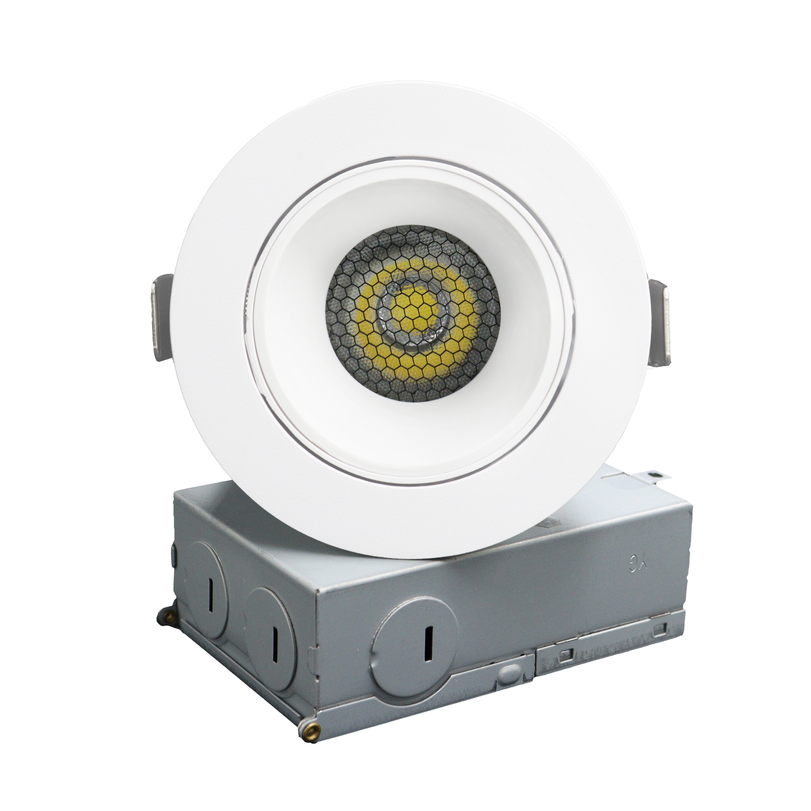 Downlights de cardan antirreflexo com refletor branco com tecnologia escura