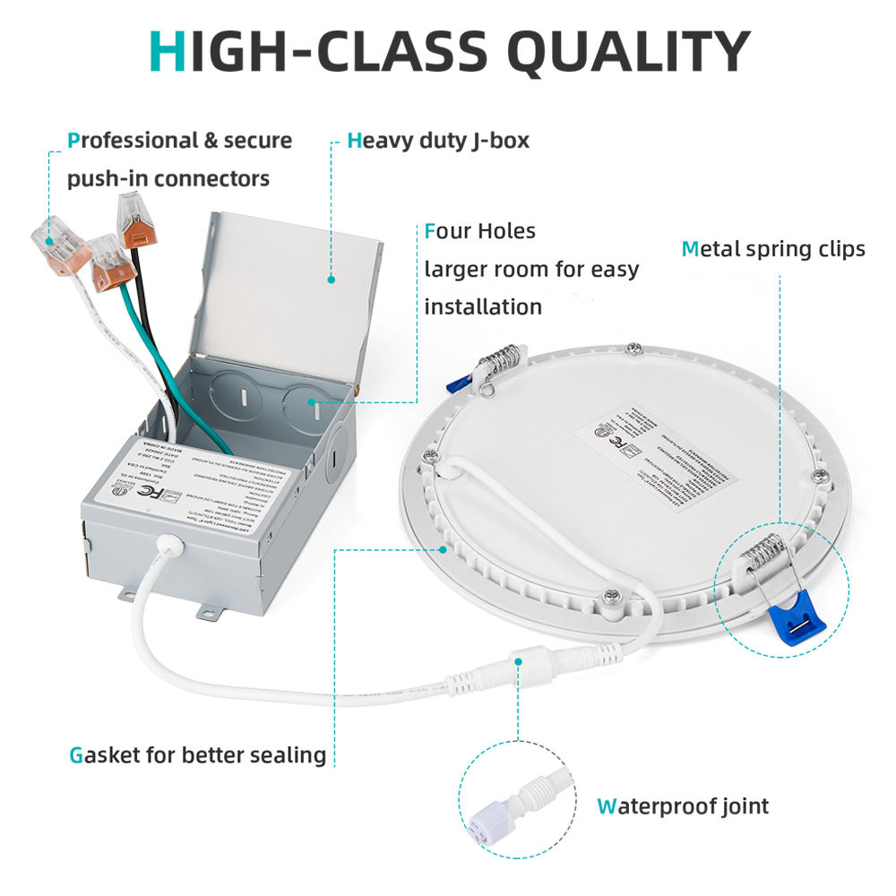 ETL Energy Star listado 1300LM Painel Slim 6in 12watts 3CCT LED Downlights embutidos