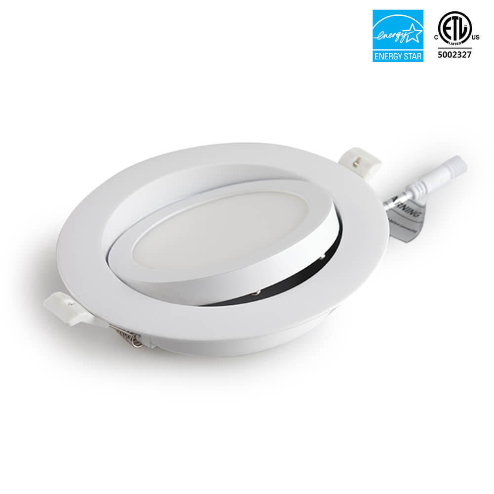 4'' 9W Rodada de cor única 3000K/4000K/5000K/6000k 3CCT Gimbal regulável LED Downlight com caixa de junção 120V ETL listado IC avaliado 