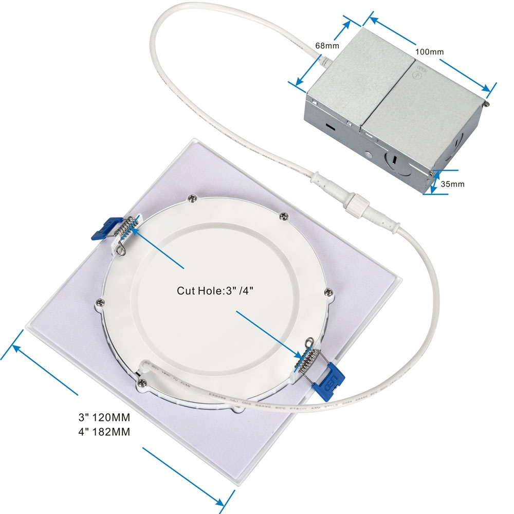 4in 6in ETL listado IC classificado quadrado 3000K/4000K/5000K/6000K/3CCT/5CCT selecionável regulável recesso LED Slim Downlight 