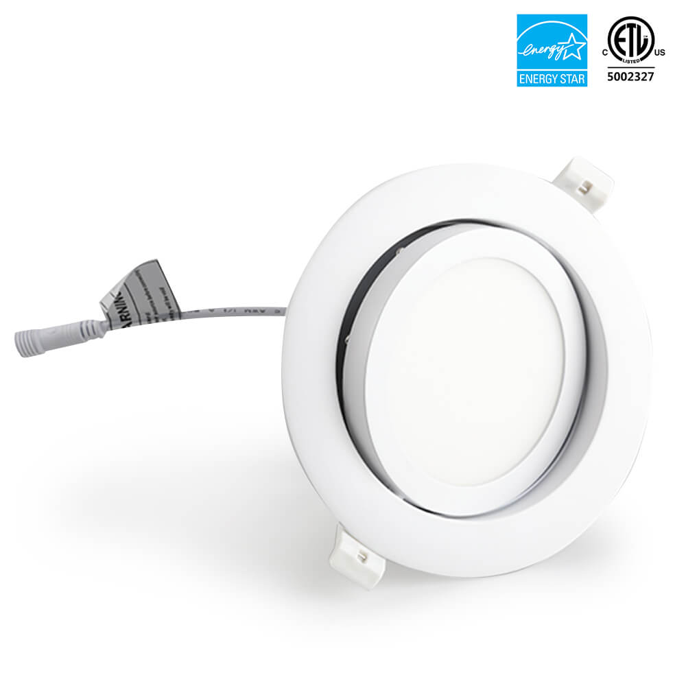 4'' 9W Rodada de cor única 3000K/4000K/5000K/6000k 3CCT Gimbal regulável LED Downlight com caixa de junção 120V ETL listado IC avaliado 