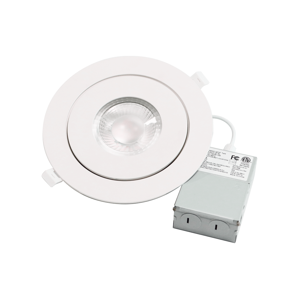 6 ''Cor redonda selecionável 3000K / 4000K / 5000K / 6000k 3CCT 5CCT 3CCT + WS Gimbal regulável LED Downlight com caixa de junção 120V ETL listado IC avaliado 