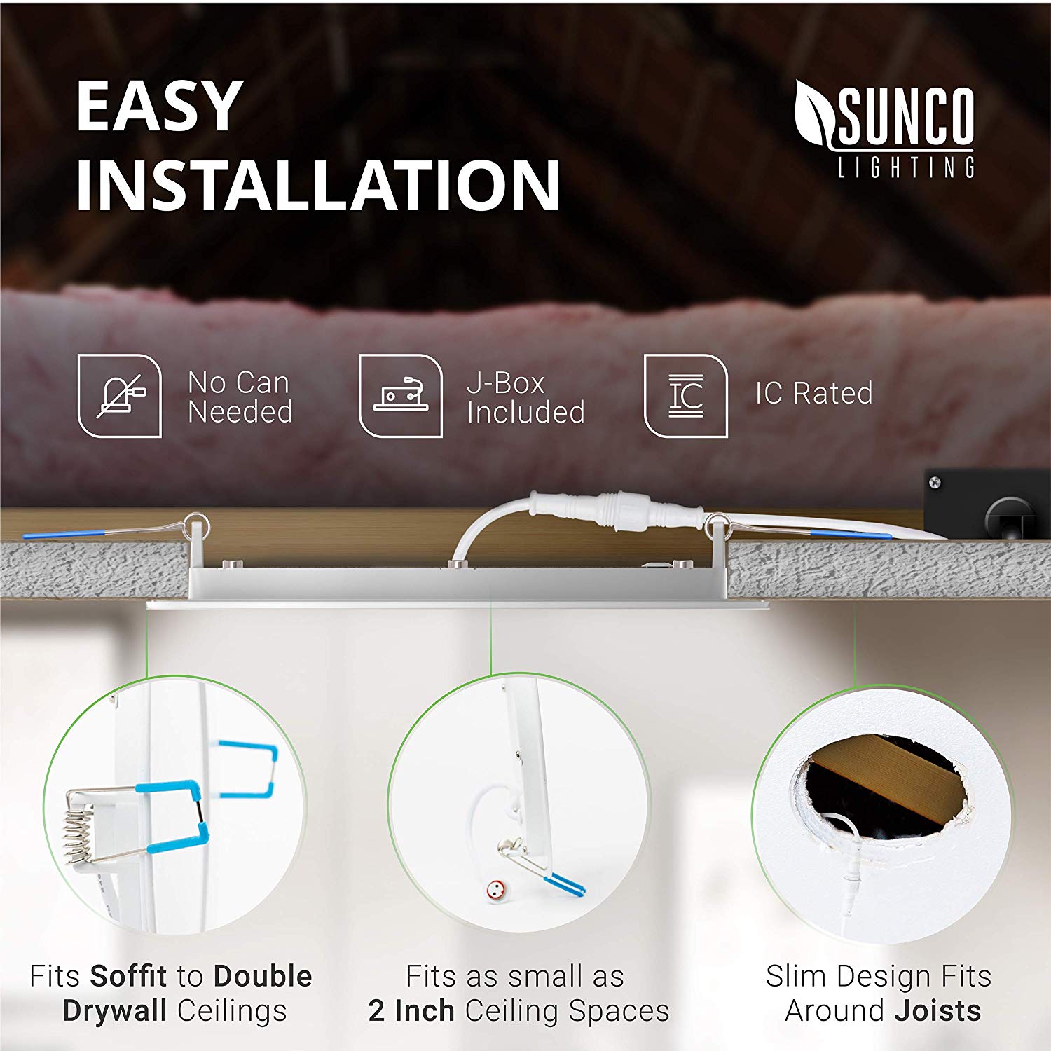 YG ETL/ES/FCC listado AC120V 8in 18watts 3CCT Painel interno fino residencial embutido LED Downlights para localização úmida