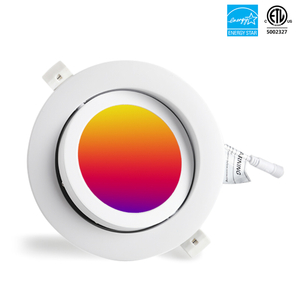 4 '' WIFI RGB 2000K-6000K DAMP LED Downlights de painel de cardan embutido com caixa de junção Iluminação de teto com classificação IC regulável ETL Energy Star listado YG002B9-R-5L-WIFI