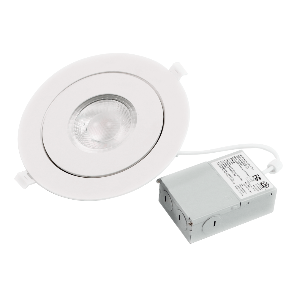 6 ''Cor redonda selecionável 3000K / 4000K / 5000K / 6000k 3CCT 5CCT 3CCT + WS Gimbal regulável LED Downlight com caixa de junção 120V ETL listado IC avaliado 