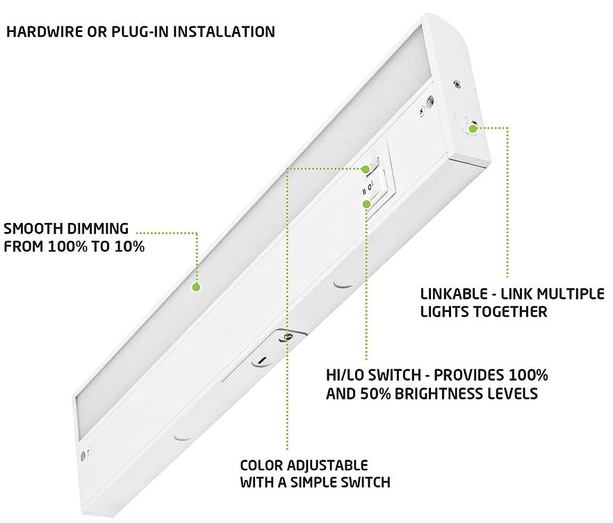  diodo emissor de luz selecionável da cor de 2700K-3000K-4000K 3CCT sob o dispositivo bonde claro do armário